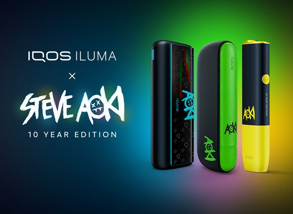 Podgrzewacze tytoniu IQOS ILUMA z limitowanej edycji IQOS ILUMA  x Steve Aoki 10 Year Edition 