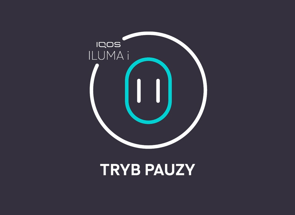 Biało-turkusowa ikona ilustrująca tryb pauzy w podgrzewaczu IQOS ILUMA i